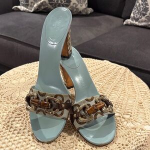 Gucci Slide Sandals with Horse Bit Detail Sz 8 1/2B